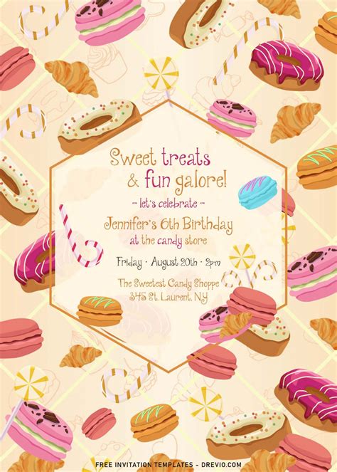 Treat-filled invitation template with lollipops and candies