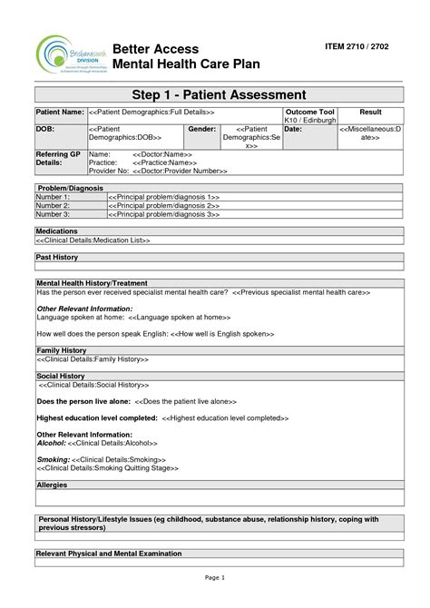 Treatment Plan Template Sample