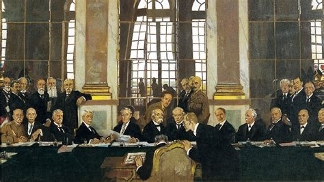 The signing of the Treaty of Versailles