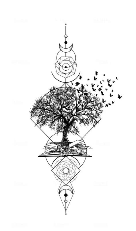 Tree of life tattoo stencil design