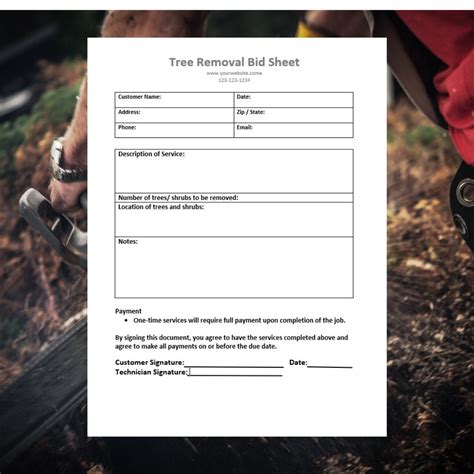 Tree Removal Bid Template Example