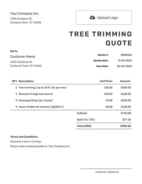 Tree Removal Quote Template LibreOffice