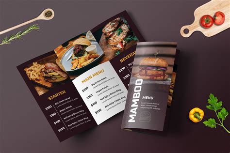 Tri-fold menu design inspiration for food courts