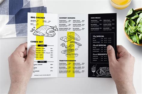 Tri-fold menu template for food trucks