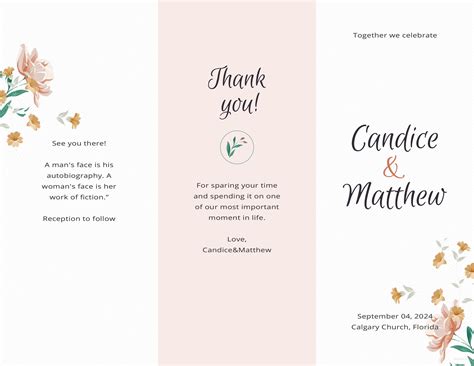 Tri-Fold Wedding Program Template