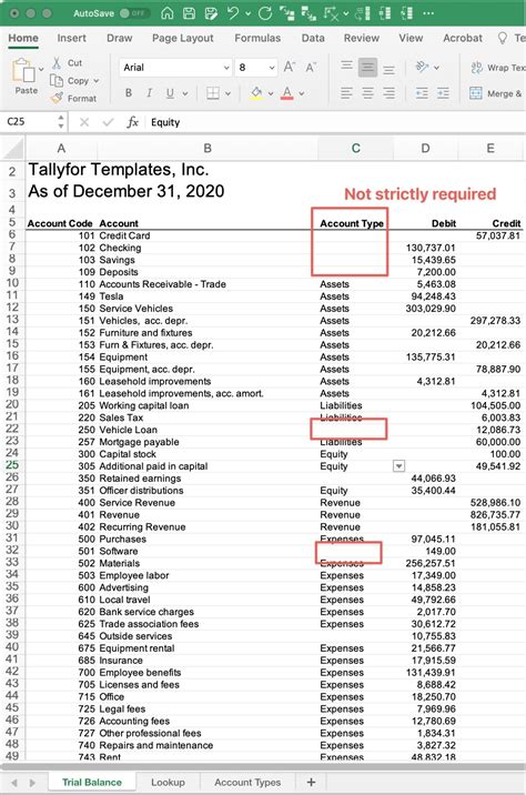 Creating a trial balance in Excel