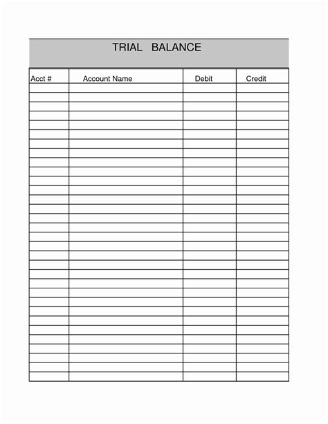 Trial balance template free