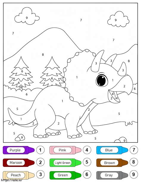 Triceratops color by number printable