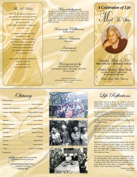 Trifold Funeral Program Template Sample