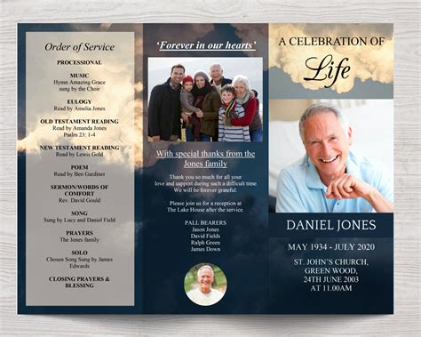 Trifold Obituary Template Design 1