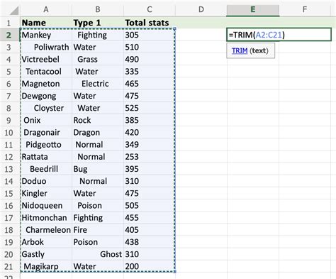 Trim Data in Excel