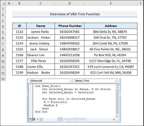 Trim String in Excel VBA Example