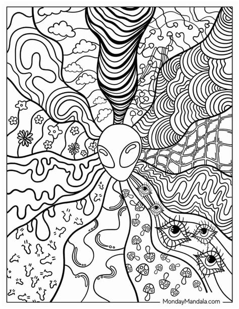 Trippy coloring pages for adults with intricate designs