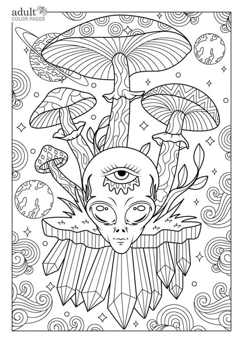 A selection of trippy mushroom coloring pages