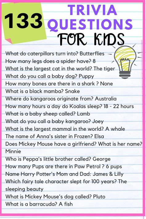 Trivia Questions and Answers for Kids