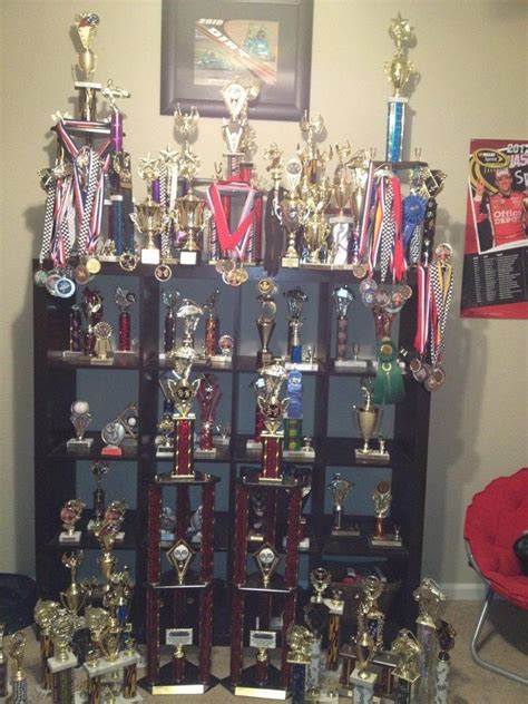 Trophy collection on a floating shelf