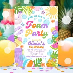 Tropical island birthday invitation