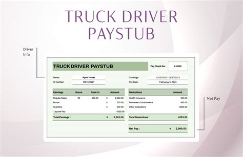 Truck Driver Pay Stub Template Gallery 5