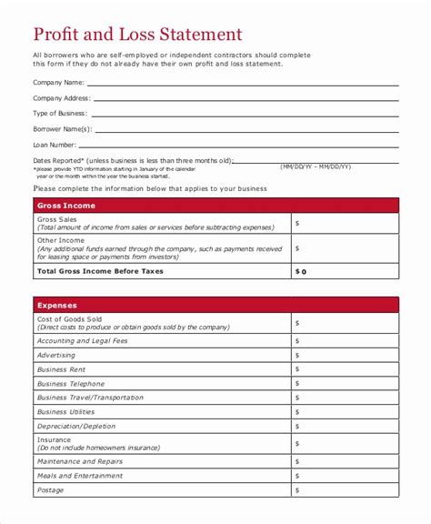 Truck Driver Profit and Loss Template PDF