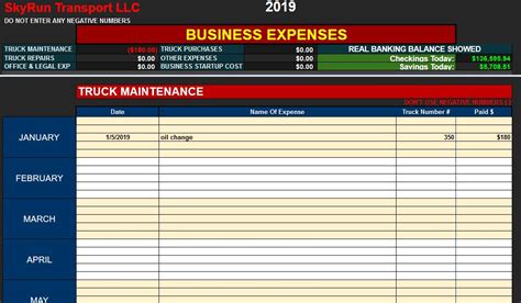 Creating a Truck Fleet Management Excel Template