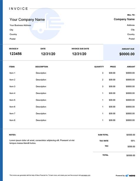 Examples of Truck Load Invoice Templates