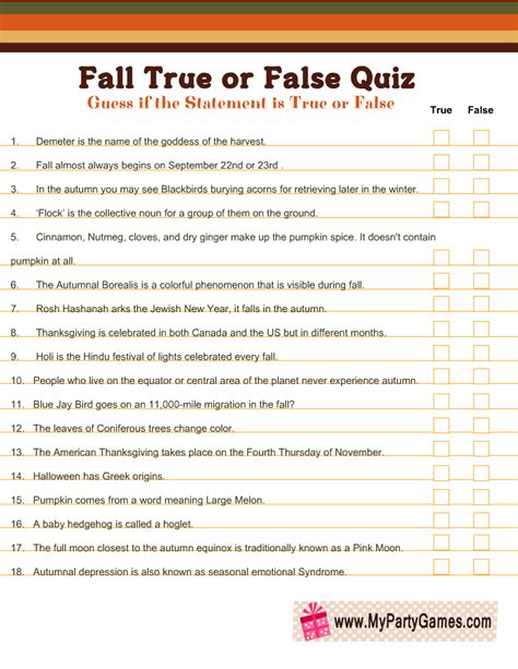 True or False Quiz Template