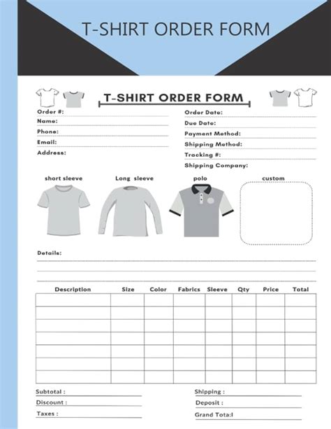 T Shirt Order Form Template Product