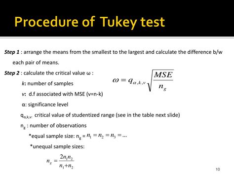 Tukey Test Formula