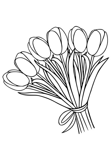 Tulip Bouquet Coloring Sheet