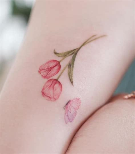 Tulip Butterfly Tattoo Design