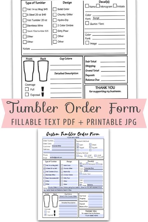 Tumbler Order Form for Bulk Orders