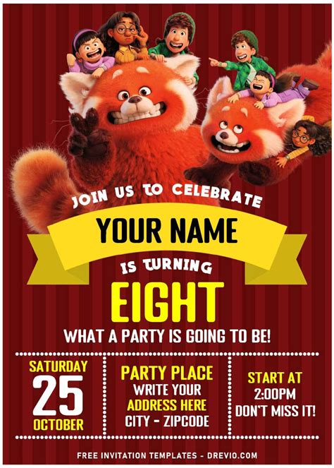 Turning Red Party Invitations Template