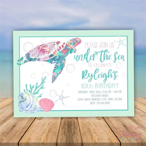 Turtle-Shaped Birthday Invitation Template