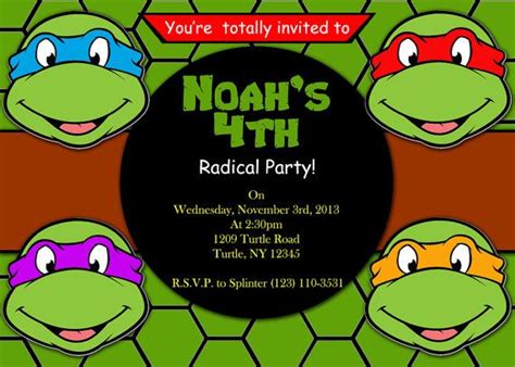 Turtle Team Birthday Invitation Template