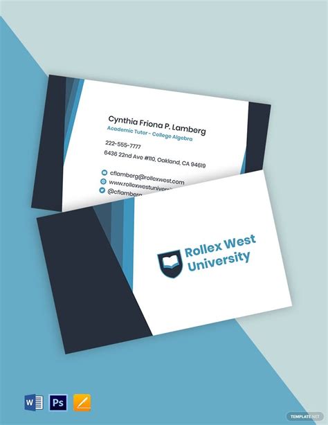 Tutor Business Card Template Word