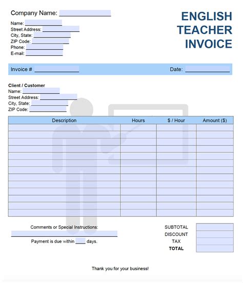 Tutoring Invoice Template Word Doc