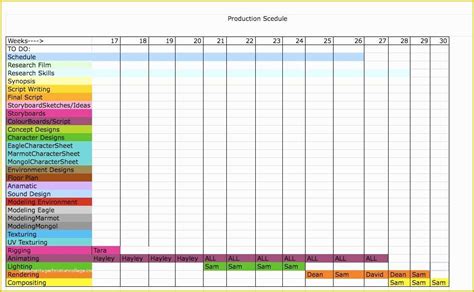 TV Production Schedule Template