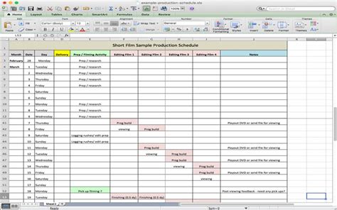 TV Production Schedule Template Sample