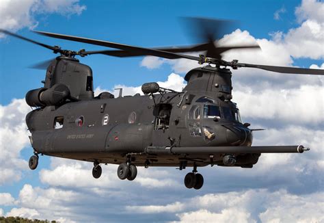 Twin Rotor Military Helicopters in Flight