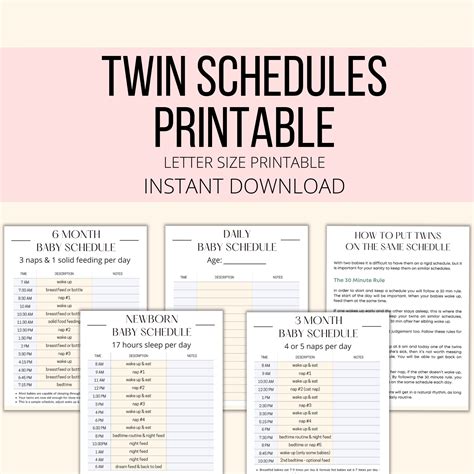 Printable Twins schedule on a desk