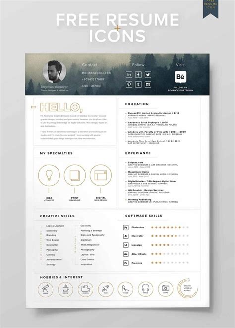 Two-column CV template with icons design