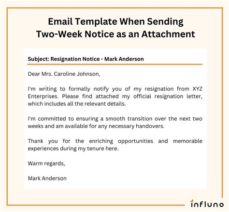 Two Weeks Notice Email Template