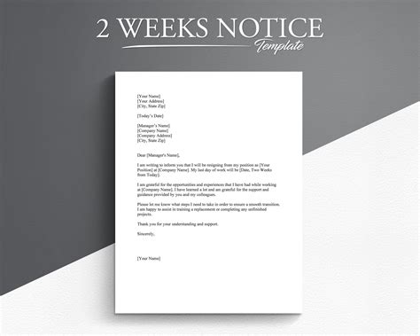 Two Weeks Notice Template Google Docs