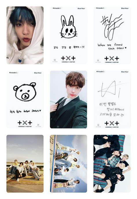 A TXT photocard template featuring Taehyun and Huening Kai