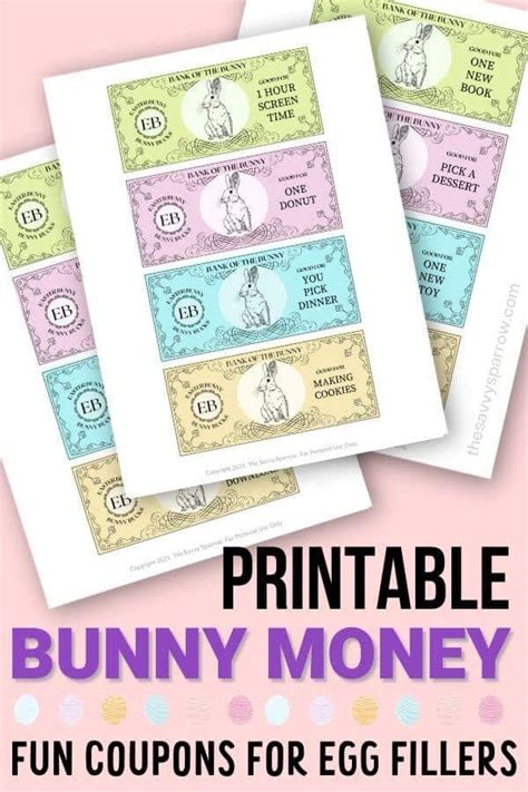 Types of bunny money printables