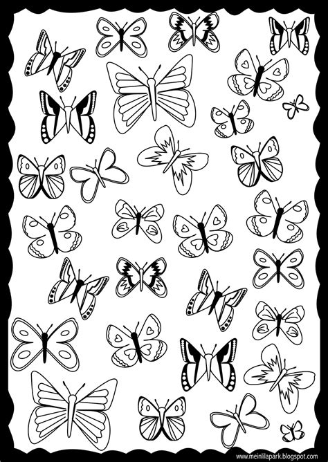 Different types of butterfly coloring pages