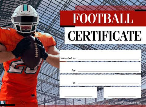 Types of football certificate templates