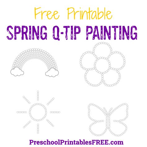 Types of spring Q-tip painting templates