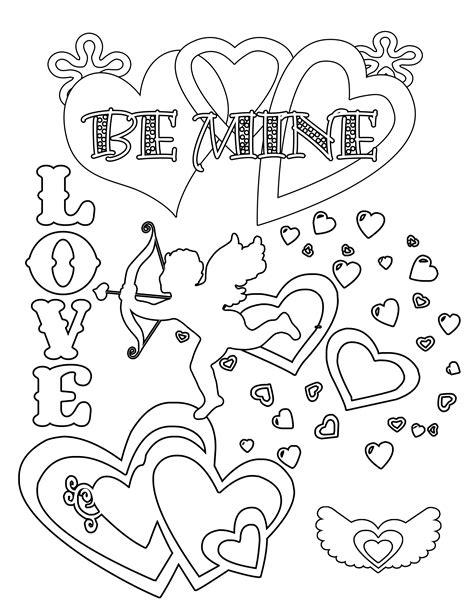 Types of Valentine's printable coloring pages