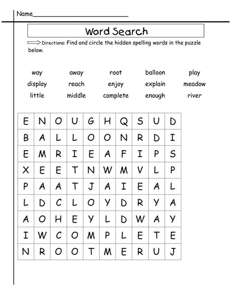 Types of Word Searches for 2nd Graders